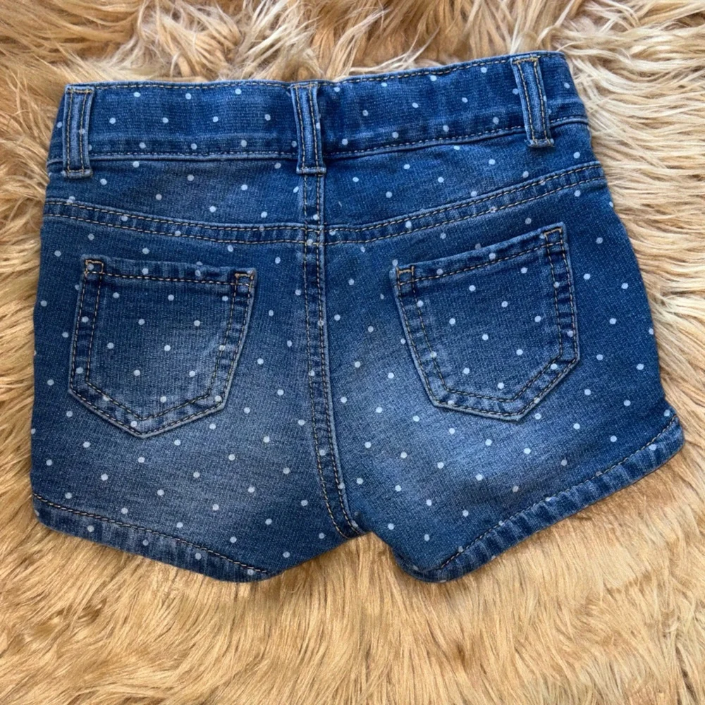 Cat & Jack Blue Polka Dot Denim Shorts - Picture 2 of 2